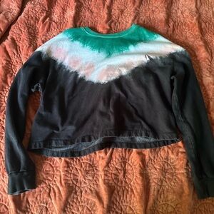 Rebellious One Black, Pink and Green Crop Hoodie